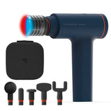 Sharper Image Deep Tissue Percussion Massage Gun, Powerboost Versa Hot & Cold Rechargeable Handheld Massager, 5 Adjustable Speeds, 6 Attachment Heads & Carrying Case, for Muscle Pain Relief, Blue