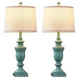 SAIWEYA 27.5" Set of 2 Farmhouse Table Lamps for Bedroom, 3 Way Dimmable Bedside Lamp with 2 USB +AC Outlet Nightstand Lamps for Living Room Resin Rustic Touch Lamps