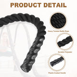 MECCANIXITY Battle Rope 30ft x 2 Inch Polyester Workout Rope Heavy Fitness Exercise Rope for Strength Training Home Gym Muscle Building, Black MECCANIXITY
