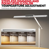 Honeywell LED Desk Lamp with Clamp - HJ1 Sunturalux Eye-Caring Clip on Lights for Home Office, 1200LM Clamp Lamp 4 Color Modes Stepless Dimming Task Desk Light for Working White
