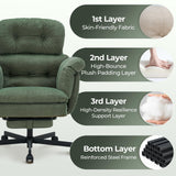 Criss Cross Office Chair with Foot Rest, Big and Tall Office Desk Chairs with Flip Armrests for Pets & Cross Legged Sitting, Comfy Executive Ergonomic Reclining Computer Gaming Vanity Chair, Green