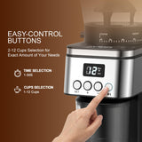 Conical Burr Coffee Grinder Electric,Stainless Steel Coffee Grinder for Home, Adjustable Burr Grinder with 30 Grind Settings, Digital Timer & 2-12 Cup Control, Removable Sealed Hopper, silver