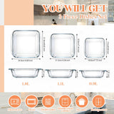 Domensi 3 Pcs 9x9 & 8x8 &7x7in Square Glass Baking Dish Set Deep Baking Pan Stackable Bakeware with Handles Oven Dishwasher and Microwave Safe, 1 Qt, 1.2qt, 2 Qt