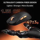 Keychron G3 8K Carbon Fiber Wireless Gaming Mouse, 30000 DPI - PAW 3950 Sensor, 47±3g Ultra-Lightweight, Wired/BT/2.4GHz, 160Hr Battery Life, 5 Programmable Buttons, Windows/Mac/Linux - Black