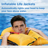 Inflatable Life-Jacket for Adults| Life-Vest Inflation-PFD with Whistle| Automatic & Manual Lightweight Supports up to 300 lbs for Kayaking Fishing Boating (PureBlack-Color)