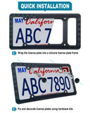 RCKJNJ American Flag License Plate Frames- Black Silicone Patriotic Car Tag Holder with Mounting Hardware & Screws Caps，2 Pack Front Rear for Men & Women