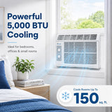Senville 5,000 BTU Window Air Conditioner, Cools Up to 150 Sq. Ft., Easy to Use Mechanical Control, Washable Filter
