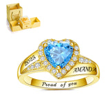 Oseew 2027 Custom Graduation Class Ring for Women with Box (Rose Gold)