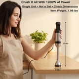 EuLea 2026 New Immersion Hand Blender, 1200W with 5-Speed Settings, Stainless Steel Blades,with scratch-resistant design, Gift Box Packaging. An Ideal Choice for Blending Soup, Mayonnaise