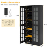 Tribesigns Tall Shoe Cabinet Set of 2, 8-Tier Shoe Storage with Adjustable Shelves, Modern Shoe Organizer Shoe Rack Cabinet for Entryway, Hallway, Closet, Living Room, Black
