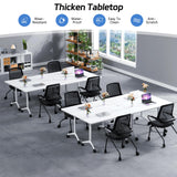 Rolling Folding Modular Conference Seminar Table for School, Classroom, Office & Library 6-Pack White 47.2IN