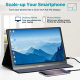 KYY Portable Monitor 15.6" 1080P Computer Monitor Screen Extender w/Cover