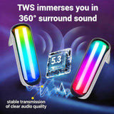 T&G Bluetooth Speaker RGB Lights, 15W Loud Stereo Sound, IPX4 Waterproof Shower Speaker, 24H Battery Portable for Outdoor Party Beach Pool