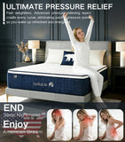 Full XL Mattress, 14 Inch Fiberglass-Free Full Mattress with Cooling Gel Memory Foam & Pocket Springs, Medium Firm for Pressure Relief, Excellent Edge Support, Motion Isolation, Back Neck Pain Relief