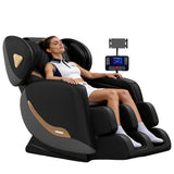 Massage Chair Full Body Zero Gravity Shiatsu Recliner Back Massage Chair with Heating, 10 Roller Nodes, Airbags, Footrest, 5 Auto Modes, Bluetooth Speaker, Screen Controller, Easy Assembly, Black