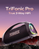 YEAHBOX Sonic Boom Max K, 200W RMS / 300W Peak Bluetooth Speaker, TriFonic Pro True 3-Way HiFi, PulseBass X Oval Woofer, (Dual Wireless Mics + Remote Reverb), Smart App EQ