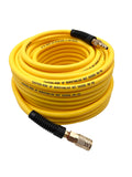 SYXQT Hybrid Air Hose 1/4-Inch x 100FT,Air Compressor Hose 300 PSI Heavy Duty,Lightweight,Kink Resistant,All-Weather Flexibility with 1/4-Inch Industrial Air Fittings and Bend Restrictors,Yellow