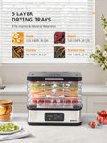 Reemix 5-Tier Compact Food Dehydrator - BPA-Free Trays, Stainless Steel Base, Touch Control LCD Display for Temperature/Time Adjustment, Home Use Dryer for Fruits, Veggies & Jerky