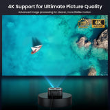 1500 ANSI Official Licensed Google TV Smart Projector, HAPPRUN 4K Full HD Home Theater with Auto Focus, Dolby Sound, Wi-Fi Bluetooth, Built-in Apps, Compatible with Phone & PC, Indoor & Outdoor Use