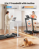 Acezoe Foldable Treadmill with 10% Incline, 2.5HP Walking Pad with Handle Bar, 300 lb Capacity Treadmills, Under Desk Treadmill with App & Bluetooth Speaker, 0.6-10MPH, LED Display, P10Pro Black Gray