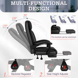 Furmax Massage Office Chair with Foot Rest 6 Points Vibration 400LBS Big and Tall Office Chair for Heavy People High Back Reclining Executive Computer Chair for Home Office Desk (Black)