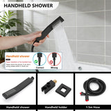 Midanya Rain Shower System Tub Shower Faucet Set Square Rainfall Waterfall Shower Head with Handheld Sprayer Tub Spout Combo Wall Mounted bathtub faucet set Rough-in Valve, 8 Inch Matte Black