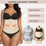 SHAPERX Waist Trainer for Women Underbust Corset Shapewear Tummy Control Workout Waist Cincher Body Shaper Zipper and Hooks, SZ7310-Beige-M