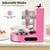 Headery Cake Decorating Machine, 4-12 in Adjustable Cake Cream Coating Spreading Smooth Machine, 60dB Low Noise Cake Frosting Machine w/Scraper for Birthday Cake, 60-320rpm Rotating Speed (Pink)