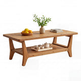 LITTLE TREE Solid Wood Coffee Table, 47-Inch Living Room Center Table with Shelf, 2-Tier, Smooth Corners, Child-Friendly, Easy Assembly, Brown