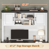 Computer Desk with Hutch and 3 Drawers, 47.2" Executive Office Desk with Storage Drawers