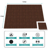 Sorbus 96 Sq. Ft. Wood Grain Floor Tiles Foam Mat EVA Interlocking Mats Tile 3/8-Inch Thick Flooring Wood Puzzle Exercise Mats w/Borders - Home Playroom Basement, Apartment, Trade Show, Baby, Dance