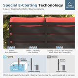 MFSTUDIO 5 Piece Metal Patio Furniture Set with Red Cushions
