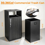 BEAMNOVA 30.36 Gal Outdoor Commercial Trash Can with Lid, Door, Lock