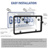License Plate Covers, 2 Pack License Plate Protector and Frames Combo, Plastic Car Front/Rear License Plate Covers ith Screws Caps, Universal Car Accessories for Most Cars