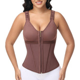 SHAPSHE Waist Trainer Corset for Women Tummy Control Sport Workout Body Shaper Vest for Postpartum Gym Zipper and Hooks Mocha 3XL