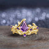 Oseew Amethyst rings for women sterling silver Amethyst engagement ring set Anniversary