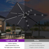 PURPLE LEAF Patio Umbrella Left-right Tilt 10FT with LED Lights Light Grey