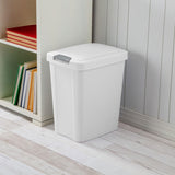 Sterilite 7.5 Gallon TouchTop Wastebasket with Lid that Opens with Touch, Conceals Trash in the Kitchen, Bathroom, Mudroom or Office, White, 12-Pack