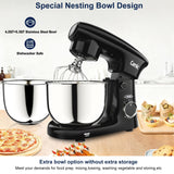 Camic Stand Mixer, 4.2QT+5.3QT Two bowls Electric Food Mixer, 10 Speeds with Digital setting 3-IN-1 Kitchen Mixer for Baking Cakes Cookie Bread Salad (Black)