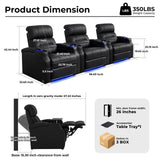Weilianda Home Theater Seating, Top Grain Leather Movie Theater Recliner