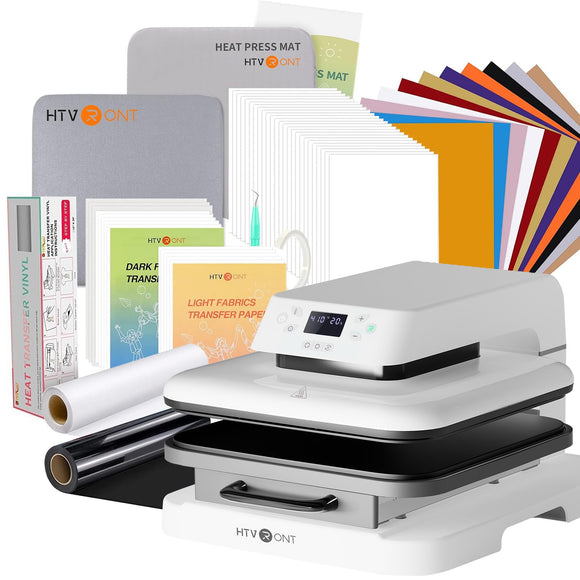 Auto Heat Press Machine for T Shirts - 15x15，52 Pcs Heat Press Accessories & More HTVRONT