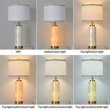 AIDENOEY 26" Modern Art Glass Table & Bedside Lamp, Stepless Dimmable Base + Dimmable 3-Color Light, USB A/C Charging Ports, Touch Control & Switch for Bedroom, Living Room, Office, Study