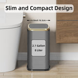 Swing-Top Rectangular Waste Bin, Stainless Steel Garbage Can for Home, Office, Toilet, Bedroom