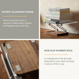 muso wood Acrylic Book Stand with Walnut Storage & Elastic Clips