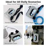 Naibeilerye Outdoor Dog Poop Bag Holder & Dispenser, Double Layer Denim Pouch, Sturdy POM Hook & Secure Fastening Design, Hanging Storage Bag for Dog Leash Hiking Travel(Light denim)