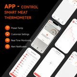 AlfaBot Wireless Meat Thermometer, Bluetooth Meat Thermometer for Turkey Beef Lamb, Digital Food Thermometer for Remote Monitoring of BBQ Grill/Rotisserie/Smoker