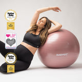 BABYGO Birthing Ball - Pregnancy Yoga Labor & Exercise Ball & Book Set Trimester Targeting, Maternity Physio, Birth & Recovery Plan Included Anti Burst Eco Friendly (Rosewood, 65cm)