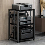 Heavy Duty AV Media Stand with Adjustable Shelves, Rolling Projector Cart, Ideal for Home and Office Entertainment, Sturdy Audio Rack for TV, DVD Players, and Stereo Components