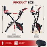 BARWING Stationary Exercise Bike for Home Workout, 5 IN 1 Foldable Indoor Cycling Bike for Seniors, 350LB Capacity, 16-Level Magnetic Resistance, Comfortable Seat Backrest