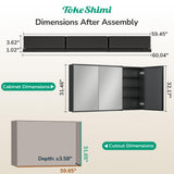 TokeShimi 60 x 32 Black Recessed Medicine Cabinet with Mirror, Assembly Required
